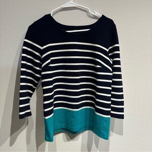 Talbots Striped Colorblock 3/4 Sleeve Sweater Top Size Small‎